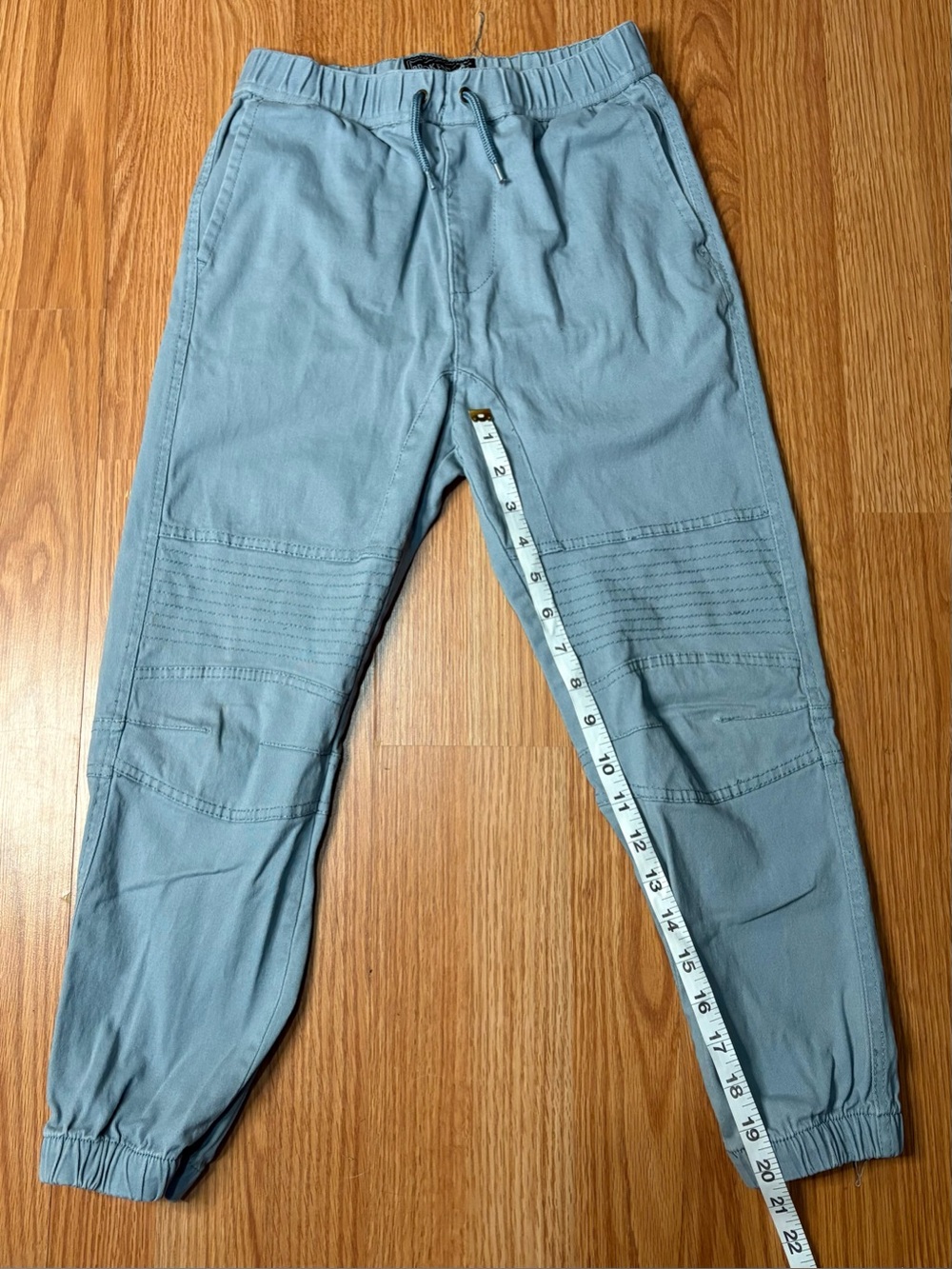 Kids Broken Threads Light Blue Jogger Pants with Drawstring Waist
